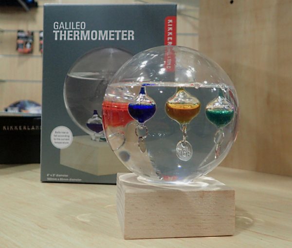 Thermomètre de Galilée en Verre, Forme Cylindre, H 24 cm